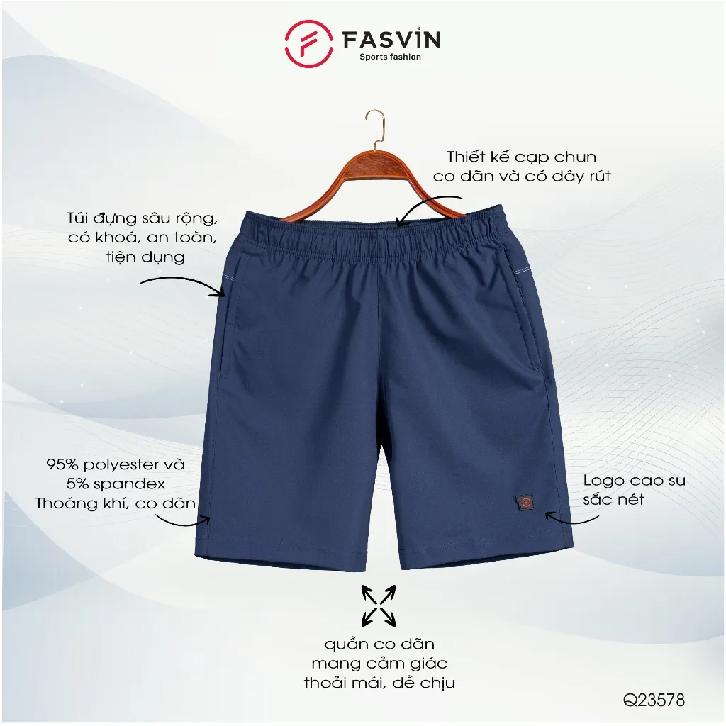 Ảnh Quần short nam Fasvin Q23578.HN vải dù gió trơn mát co giãn chất đẹp hàng nhà máy 2
