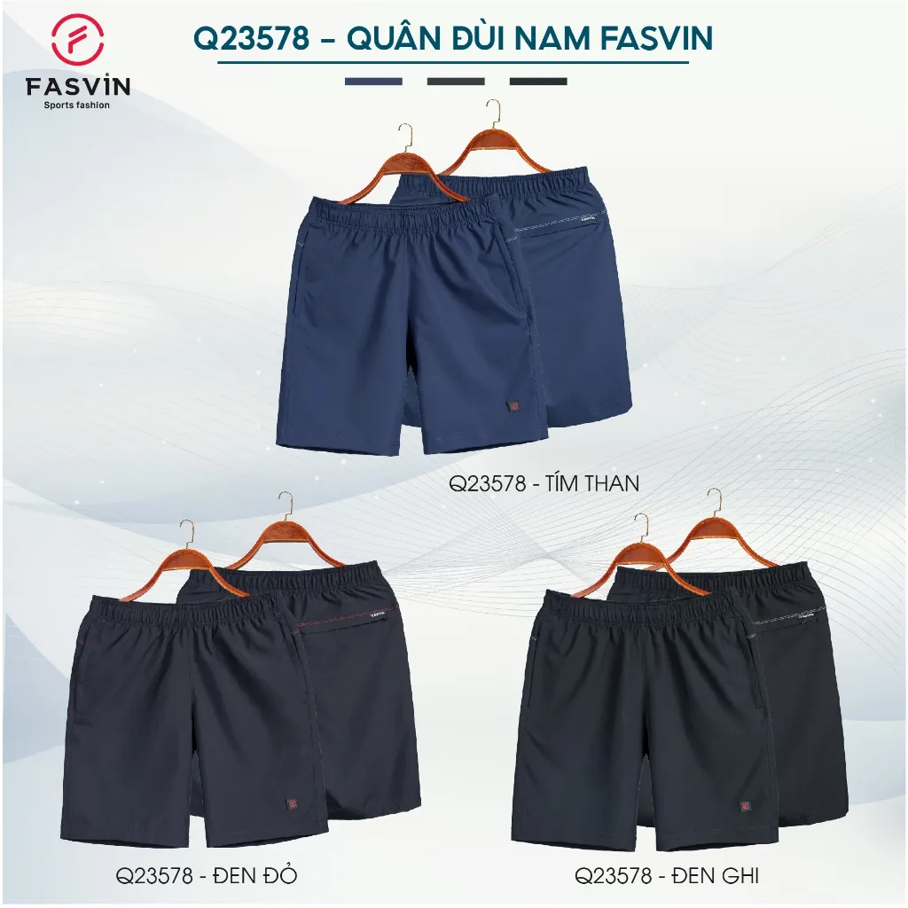 Ảnh Quần short nam Fasvin Q23578.HN vải dù gió trơn mát co giãn chất đẹp hàng nhà máy 3