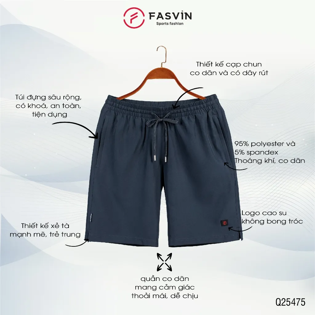 Ảnh Quần short nam FASVIN thể thao vải gió thoải mái chuẩn phom siêu nhẹ Q475.HN 2