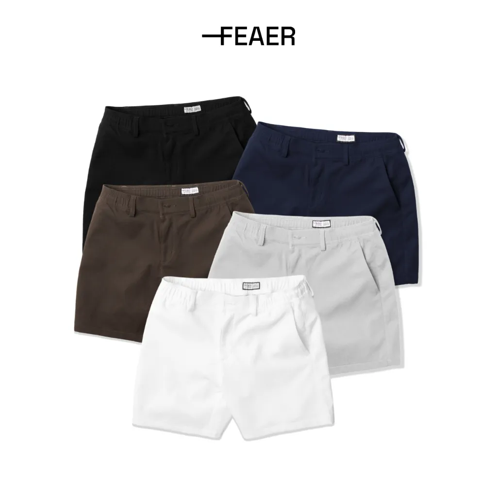 Ảnh Quần short nam Fundamental vải kaki cá sấu lục giác, dây rút ẩn, co giãn nhẹ, thấm hút tốt, form trên gối tôn dáng-FEAER 2