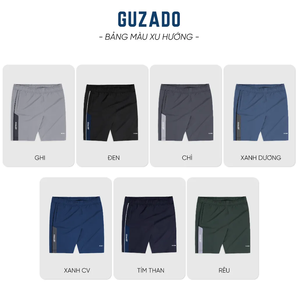 Ảnh Quần Short Nam GUZADO Cao Cấp, Cạp Chun Dày Dặn Vải Gió Mềm Mại, Co Giãn Vận Động Thoải Mái GSR08 2