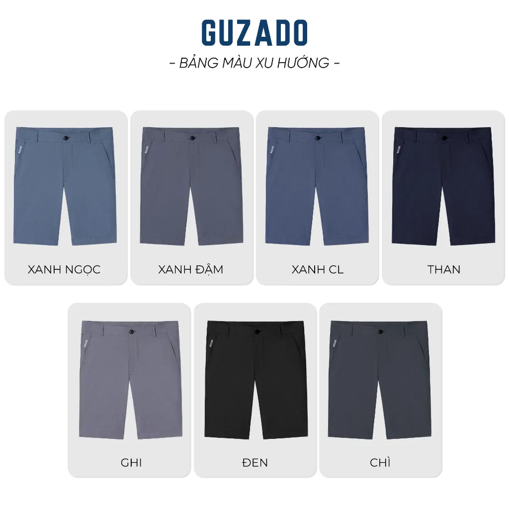 Ảnh Quần Short Nam Guzado Form Kaki Vải Gió Thiết Kế Cạp Cúc Lịch Sự,Màu Sắc Basic GSR15. 2