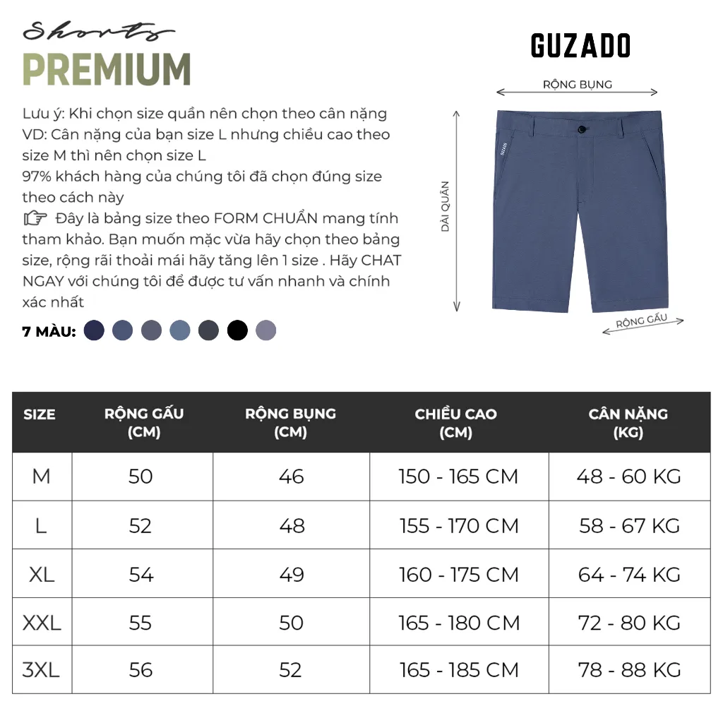 Ảnh Quần Short Nam Guzado Form Kaki Vải Gió Thiết Kế Cạp Cúc Lịch Sự,Màu Sắc Basic GSR15. 3