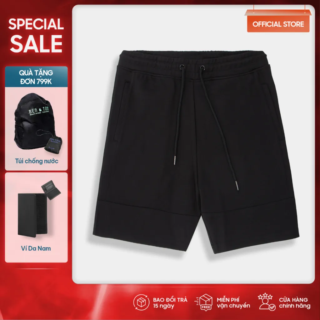 Ảnh Quần short nam ngắn form SLIM FIT BEN & TOD 19320 vải cotton xuất xịn lưng đai thun co giãn 4 chiều chuẩn form nam tính 2
