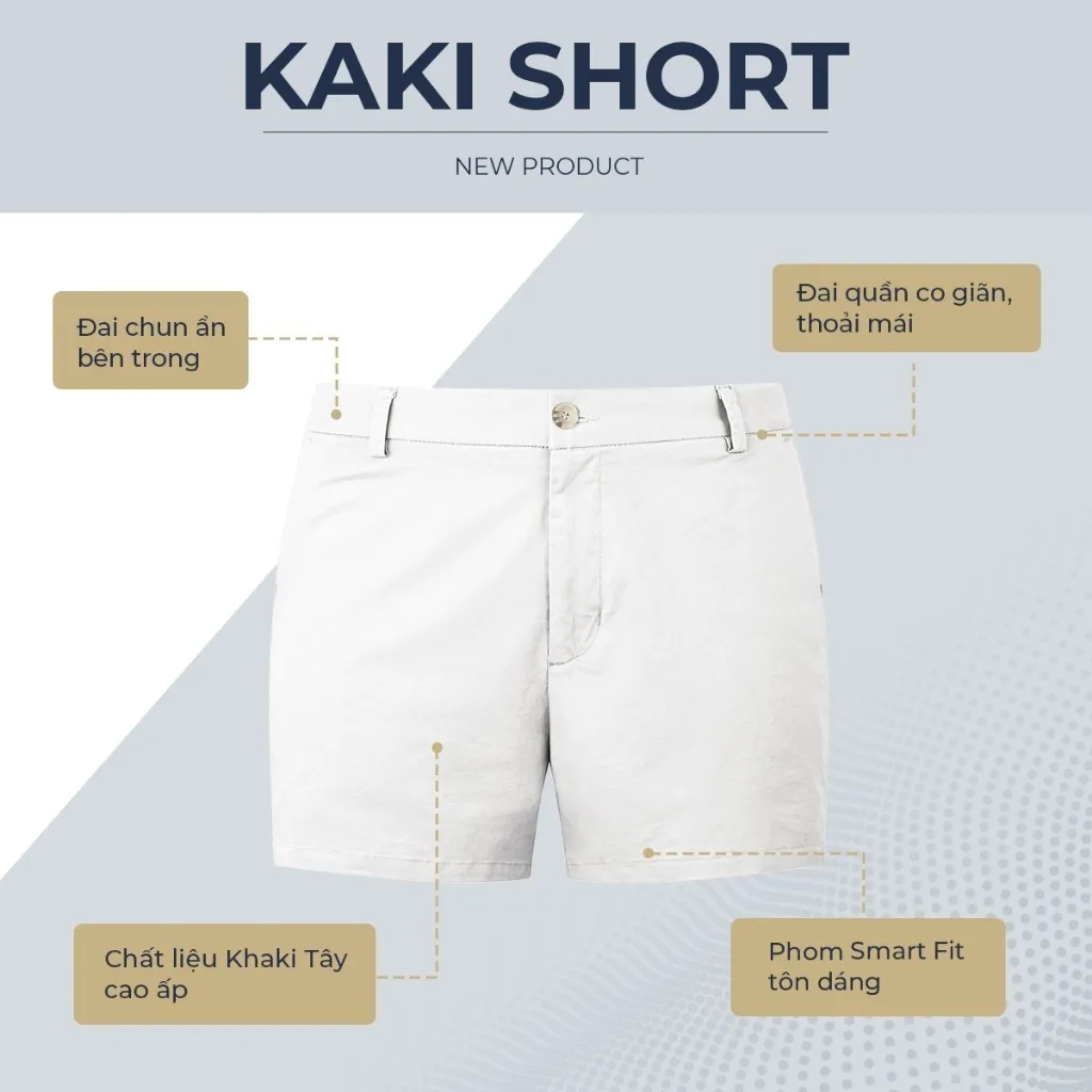 Ảnh Quần short nam ngắn POLOMANOR vải kaki xuất xịn, lưng đai thun, co giãn 2 chiều, chuẩn form 4