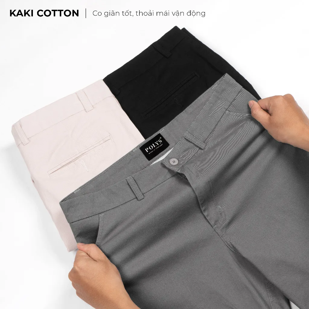 Ảnh Quần short nam POLYS Fullbox vải Kaki Cotton dày dặn, co giãn Form Regular Quần Short Kaki Nam 3