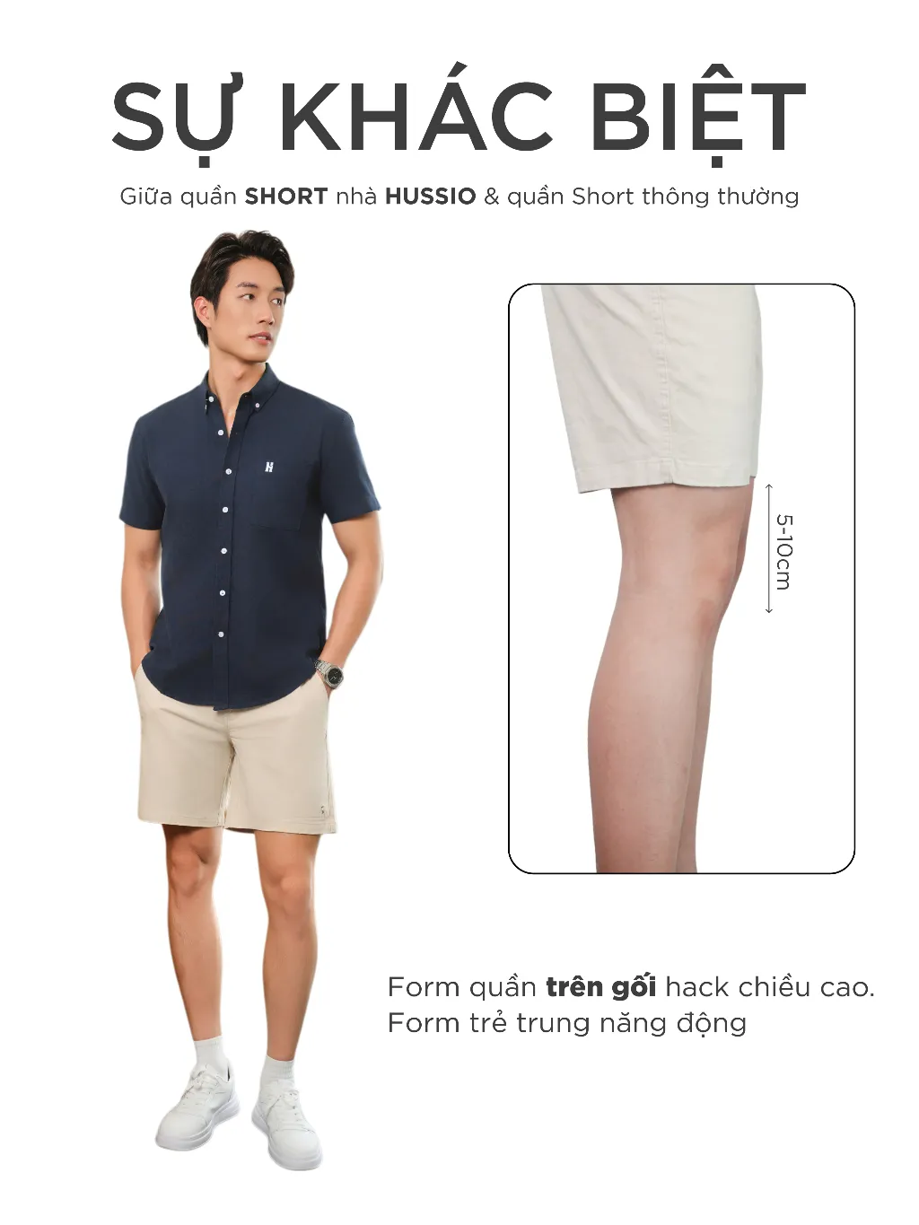 Ảnh Quần short nam SEASON "BA" vải kaki nhung xuất xịn, co giãn 4 chiều, chuẩn form - HUSSIO 4