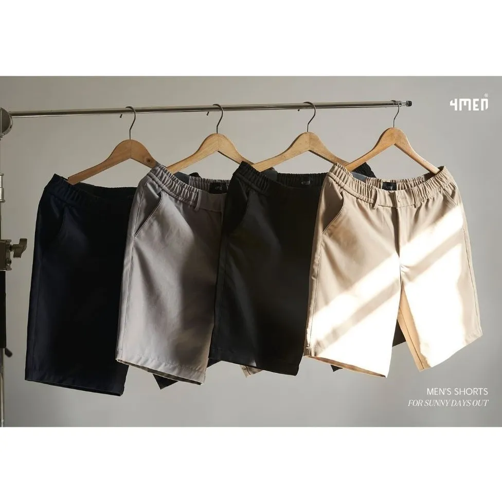 Ảnh Quần Short Nam Trơn Slimfit 4MEN QS060 basic, vải kaki mềm mại, chống nhăn, thoáng mát, trẻ trung 2