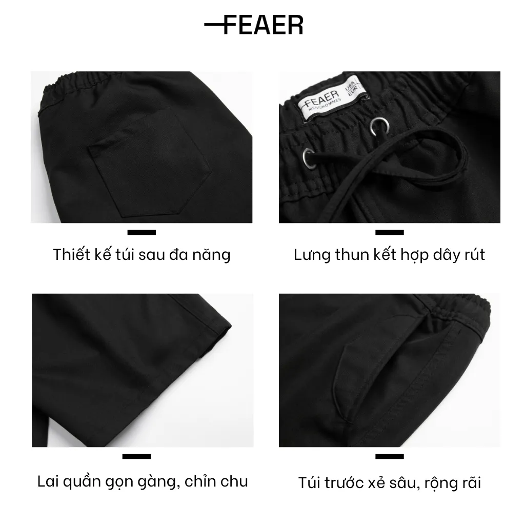 Ảnh Quần Short Nam vải KAKI CANVAS lưng chun, dây rút dễ dàng điều chỉnh, cao cấp, nam tính, trẻ trung, năng động - FEAER 4