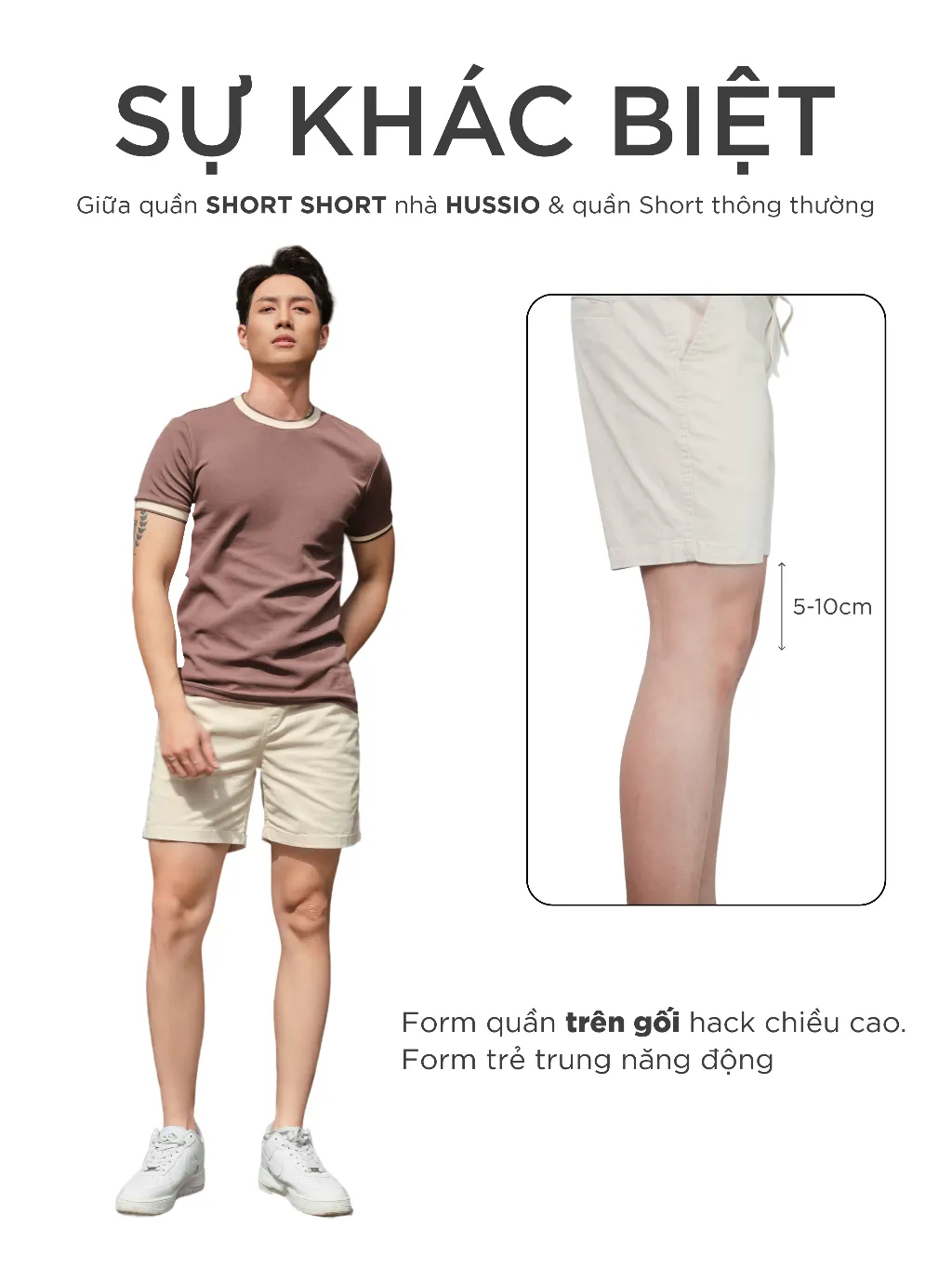 Ảnh Quần Short nam vải Kaki nhung cao cấp, trẻ trung, lịch lãm, chuẩn form - HUSSIO 2