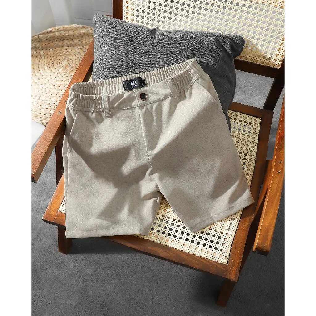 Ảnh Quần short nam vải Linen MK CLEVER cạp chun thoáng mát trẻ trung năng động, form trên gối mặc hàng ngày 2