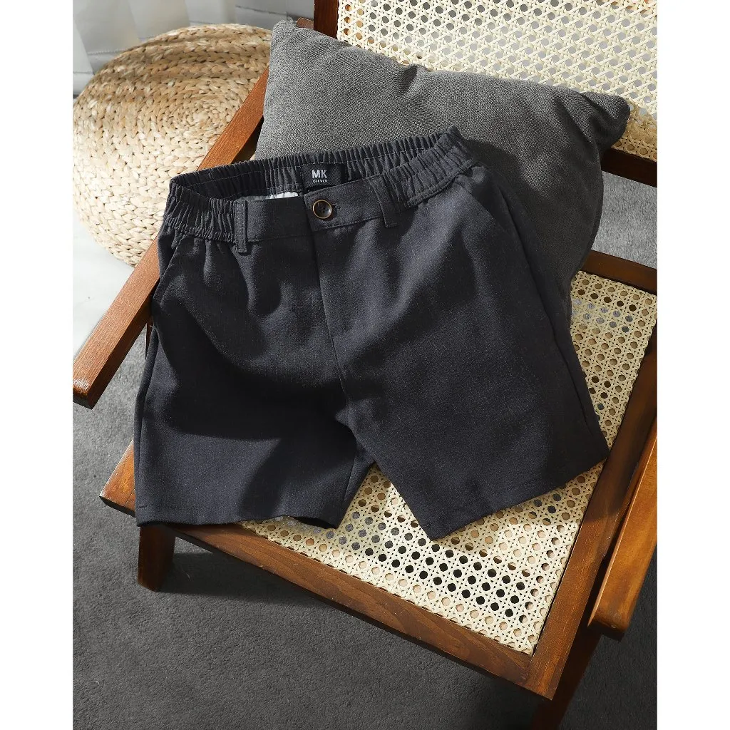 Ảnh Quần short nam vải Linen MK CLEVER cạp chun thoáng mát trẻ trung năng động, form trên gối mặc hàng ngày 3