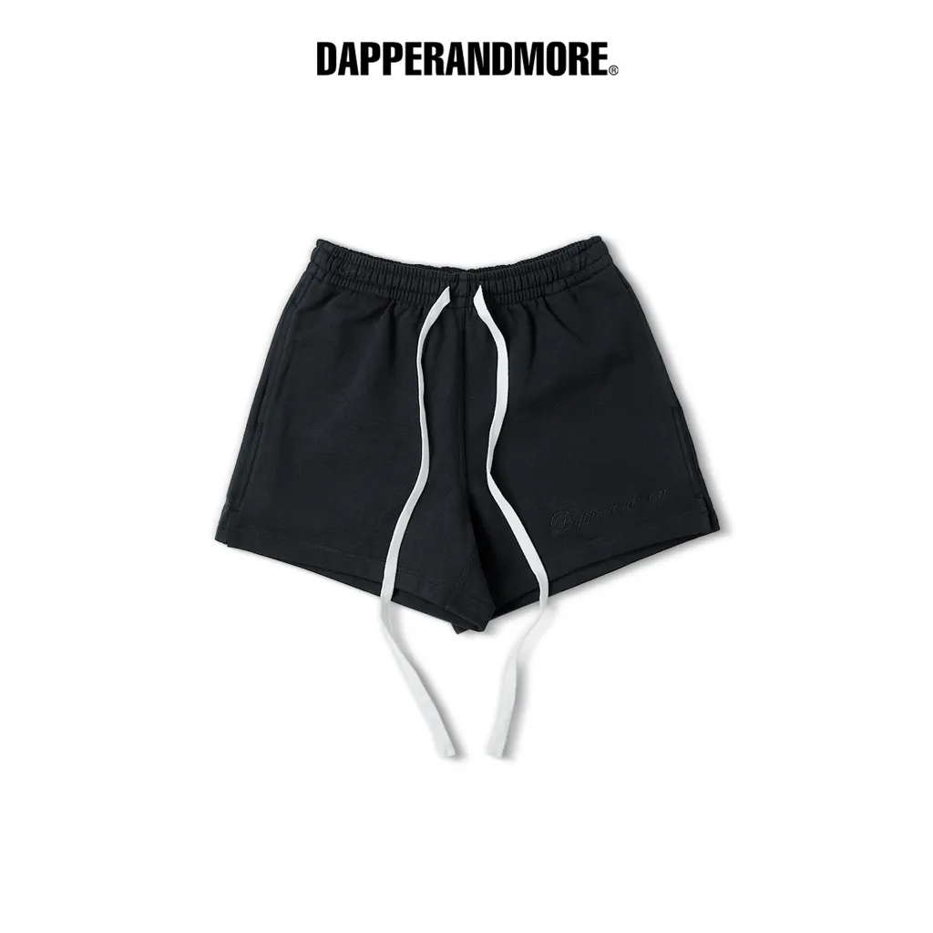 Ảnh Quần Short Nỉ DAPPERANDMORE Embroidered Logo Thêu Logo 100% Cotton 450GSM  - Black 1