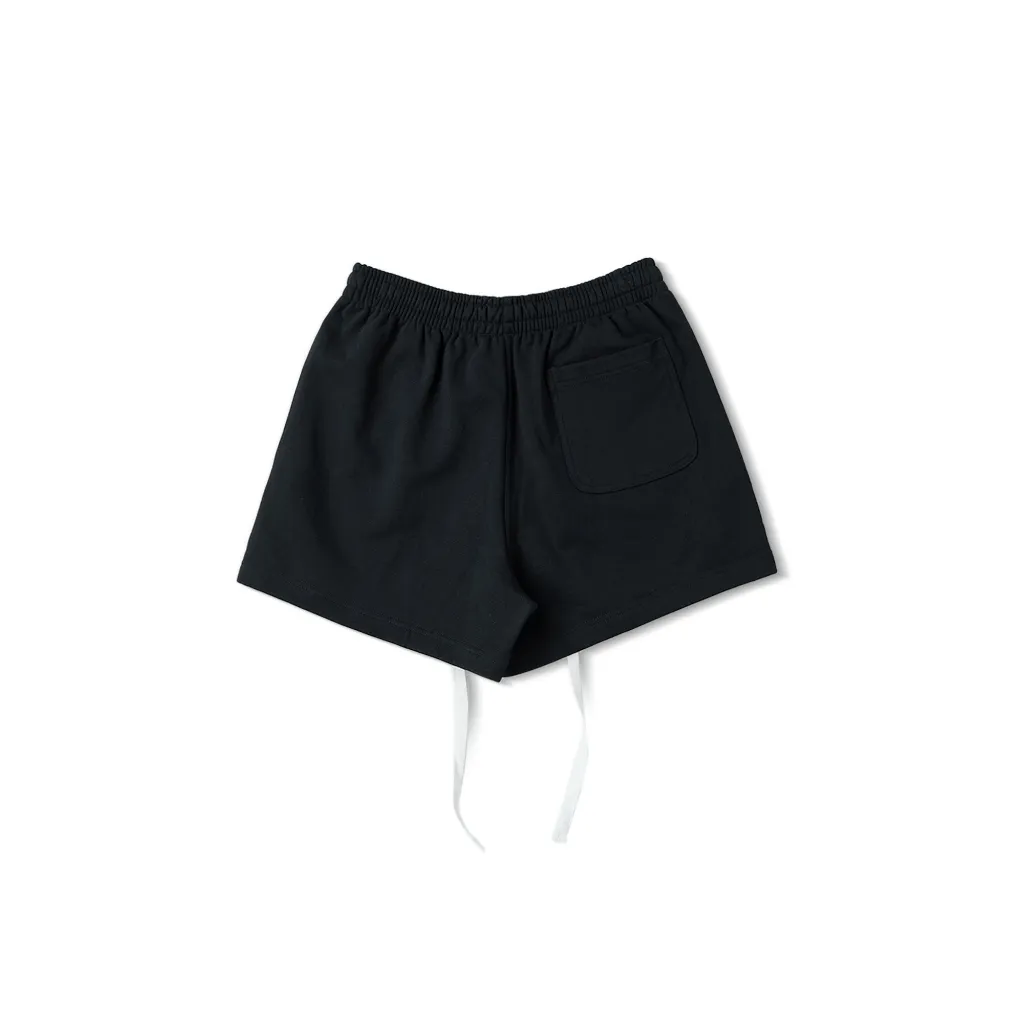 Ảnh Quần Short Nỉ DAPPERANDMORE Embroidered Logo Thêu Logo 100% Cotton 450GSM  - Black 2