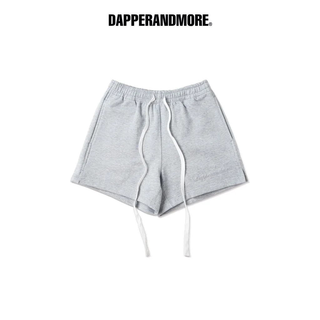 Ảnh Quần Short Nỉ DAPPERANDMORE Embroidered Logo Thêu Logo 100% Cotton 450GSM  - Grey 1