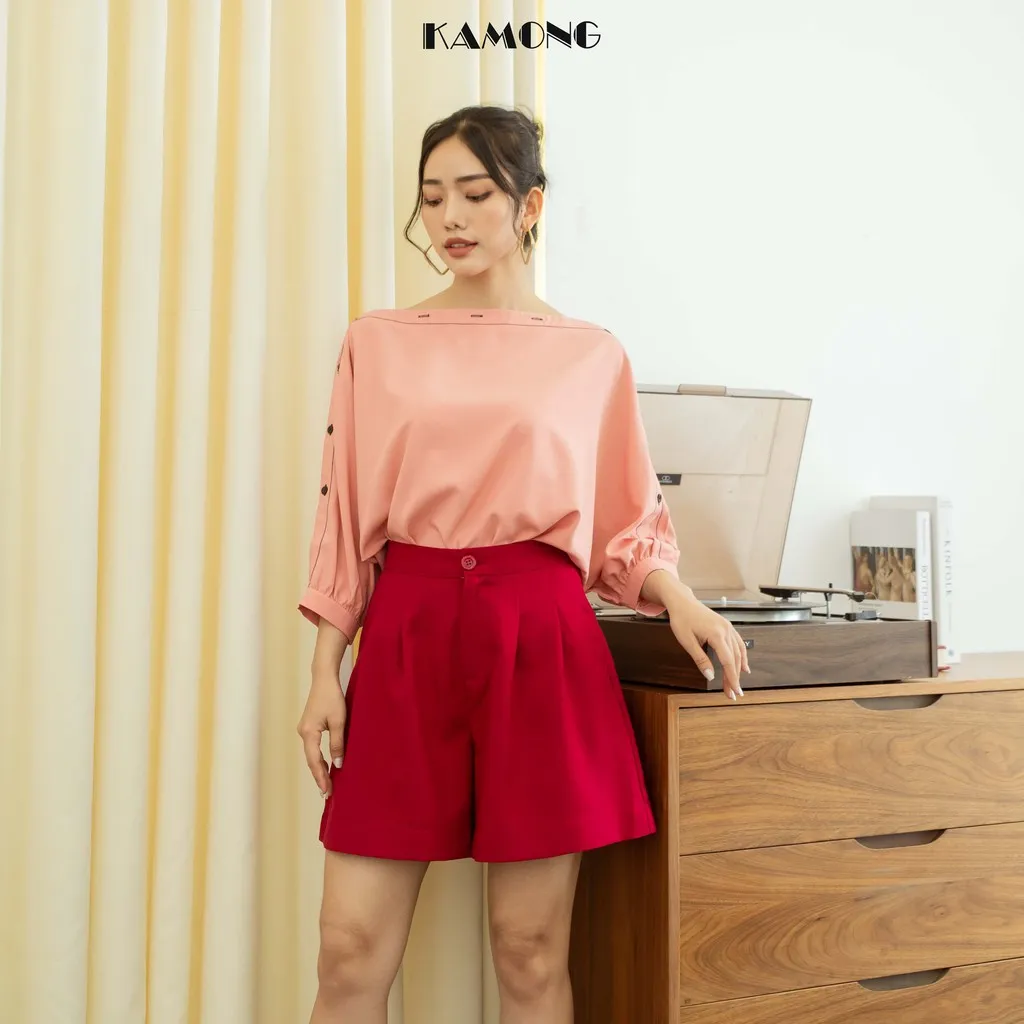 Ảnh Quần short nữ cạp cao KAMONG dáng quần ống rộng đủ màu, đủ size Q003 4