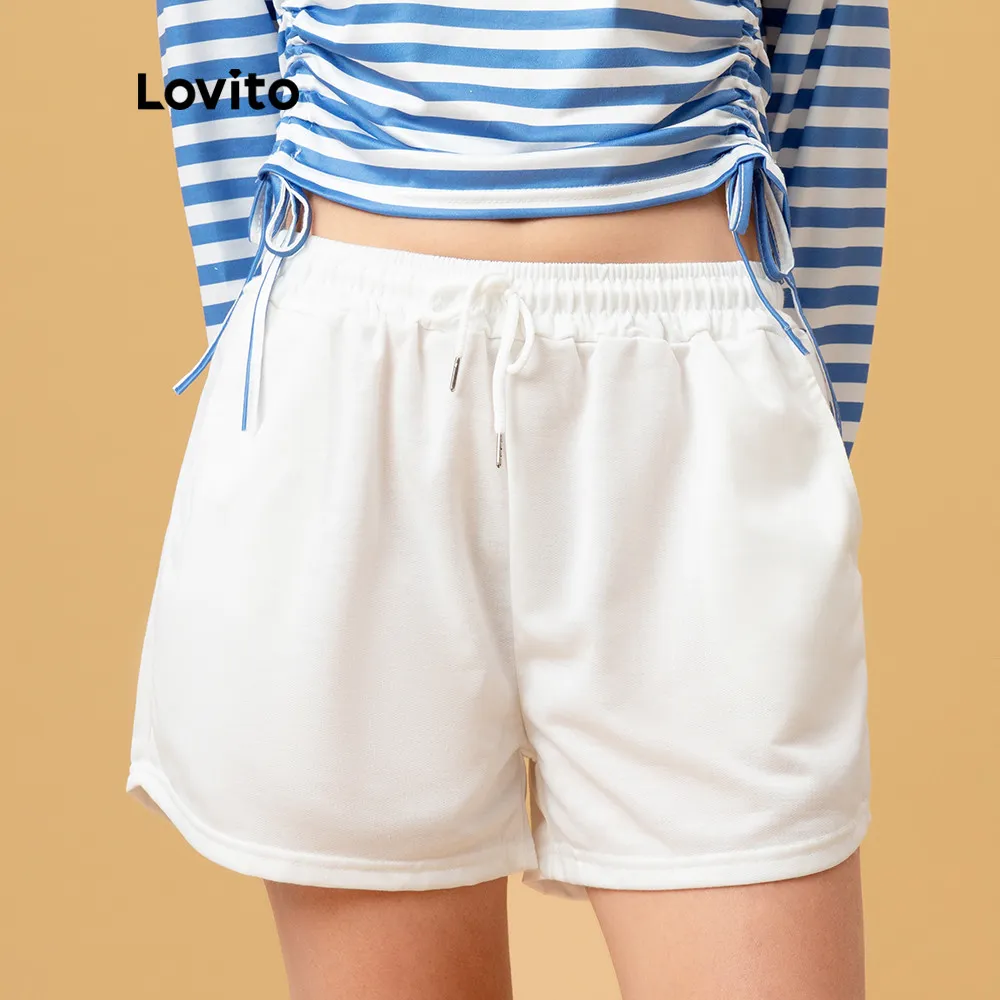 Ảnh Quần short nữ Lovito L00242 lưng thun thiết kế rút dây thời trang năng động cho nữ nhiều màu sắc tùy chọn 1