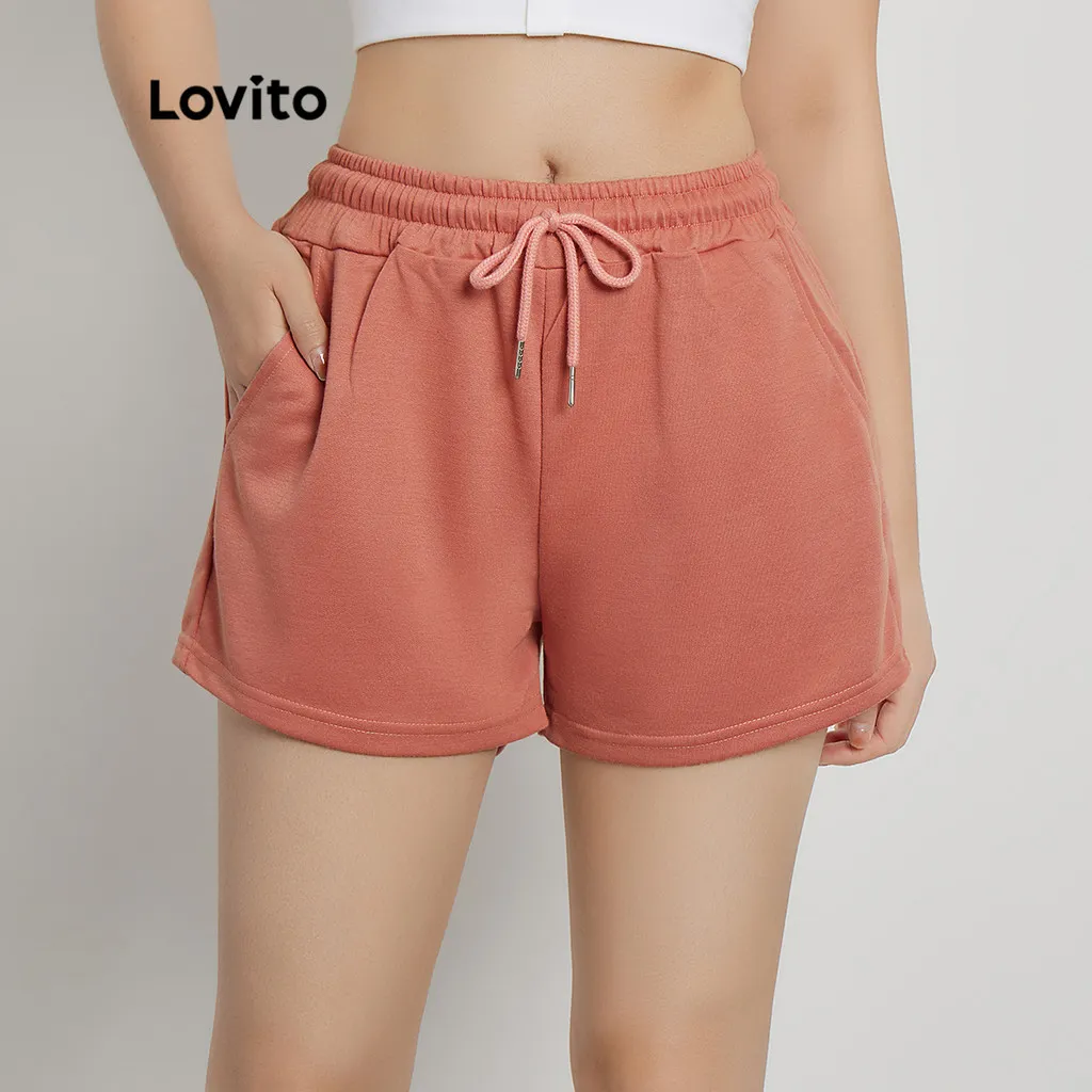 Ảnh Quần short nữ Lovito L00242 lưng thun thiết kế rút dây thời trang năng động cho nữ nhiều màu sắc tùy chọn 3