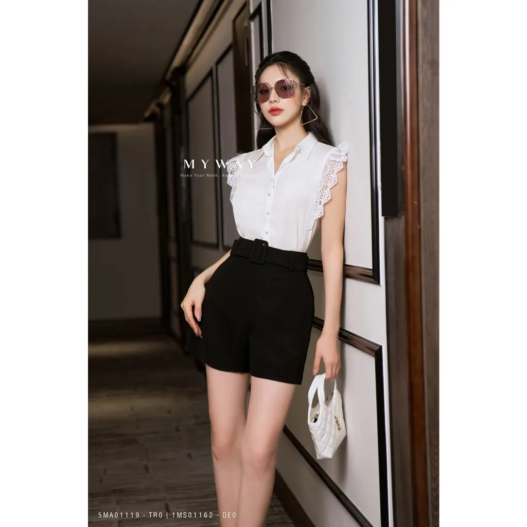 Ảnh Quần Short Nữ MY WAY Phối Đai Sang Trọng 1MS01162 2