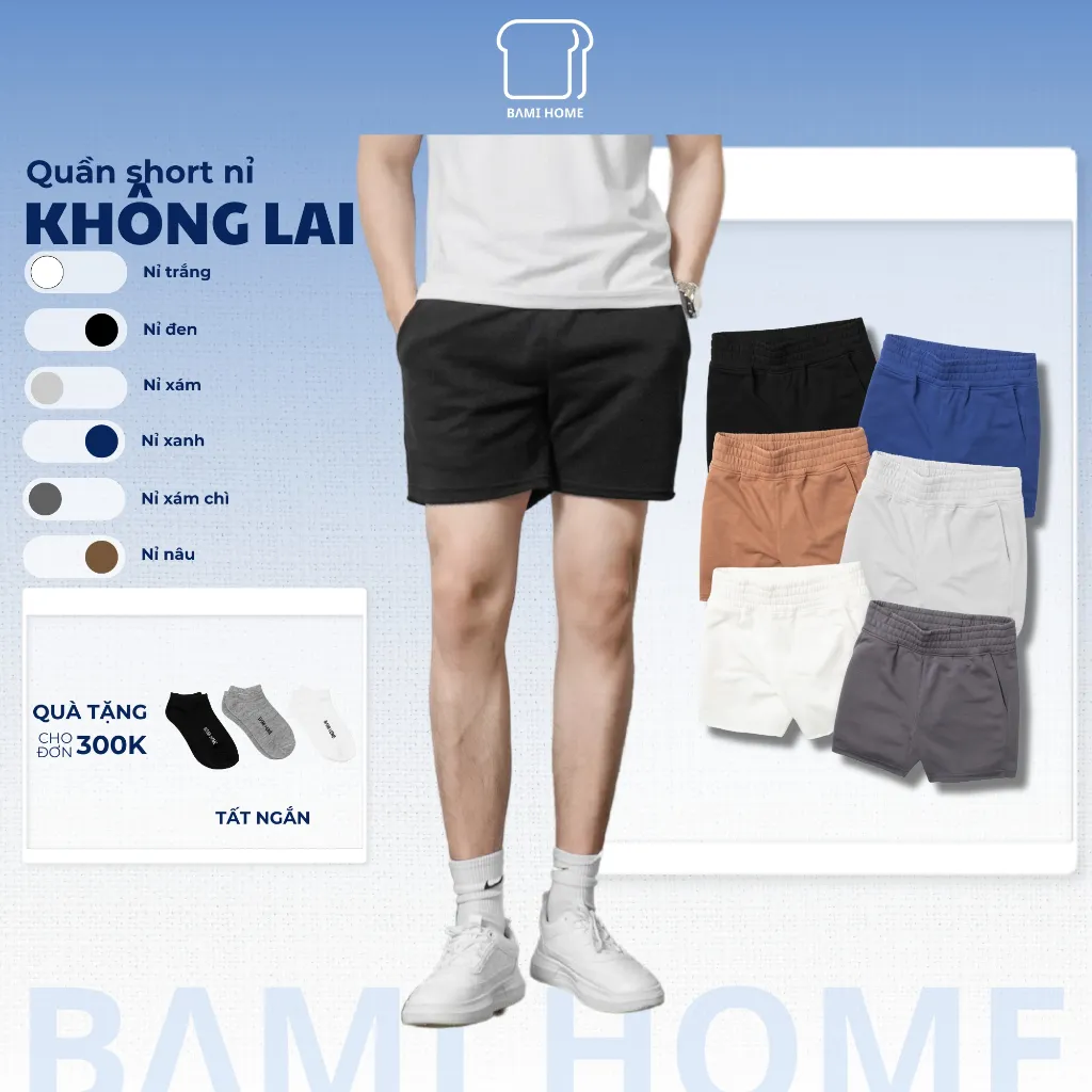 Ảnh Quần short thể thao nam bản rộng BAMIHOME, chất vải nỉ chân cua khô thoáng, không lai thoải mái QN09 3