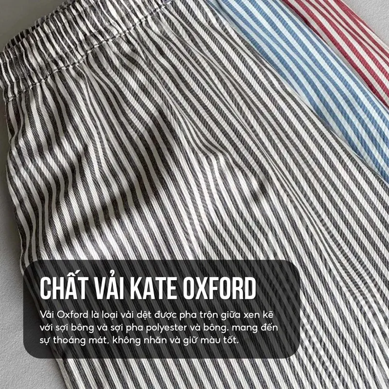 Ảnh Quần Short Đùi Kẻ Sọc Chất Liệu Vải Oxford ELNIDO Form Unisex Trên Gối ELND01 1