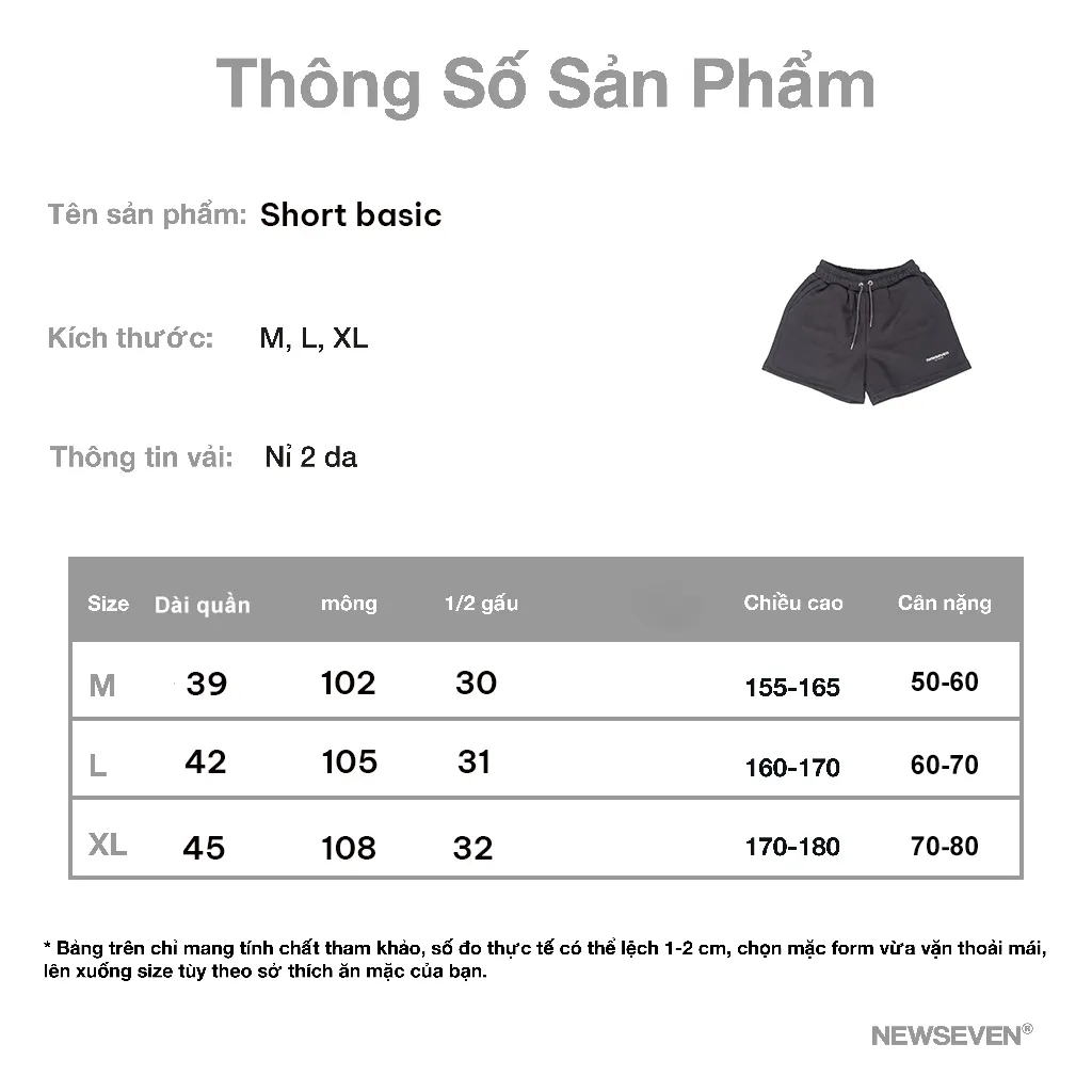 Ảnh Quần Short Đùi Unisex N7 NEWSEVEN Basic nam nữ form rộng Local Brand QS.321 1