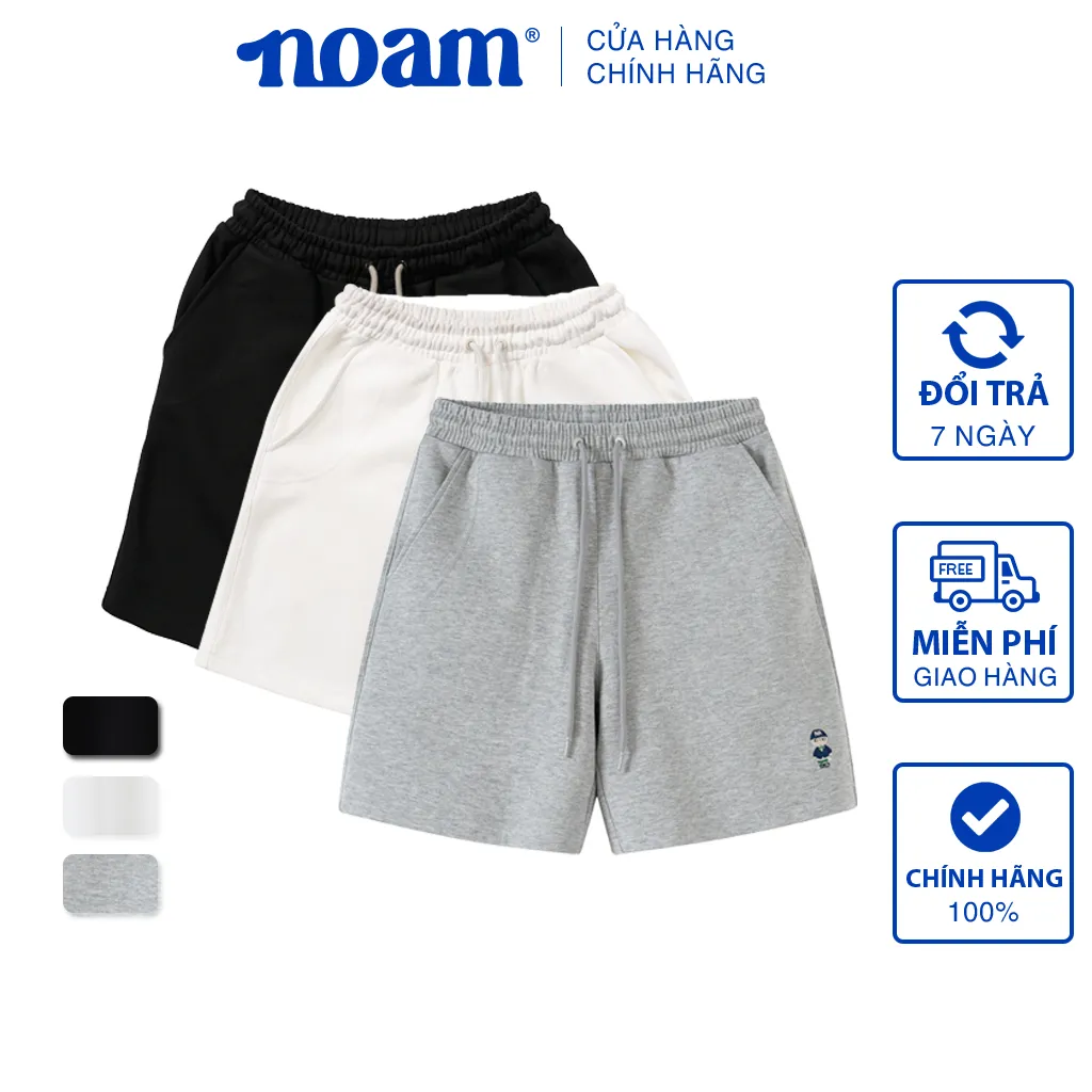 Ảnh Quần Short Unisex NOAM Original Fox Vải nỉ mềm mịn - Màu Đen/ Trắng/ Xám 1