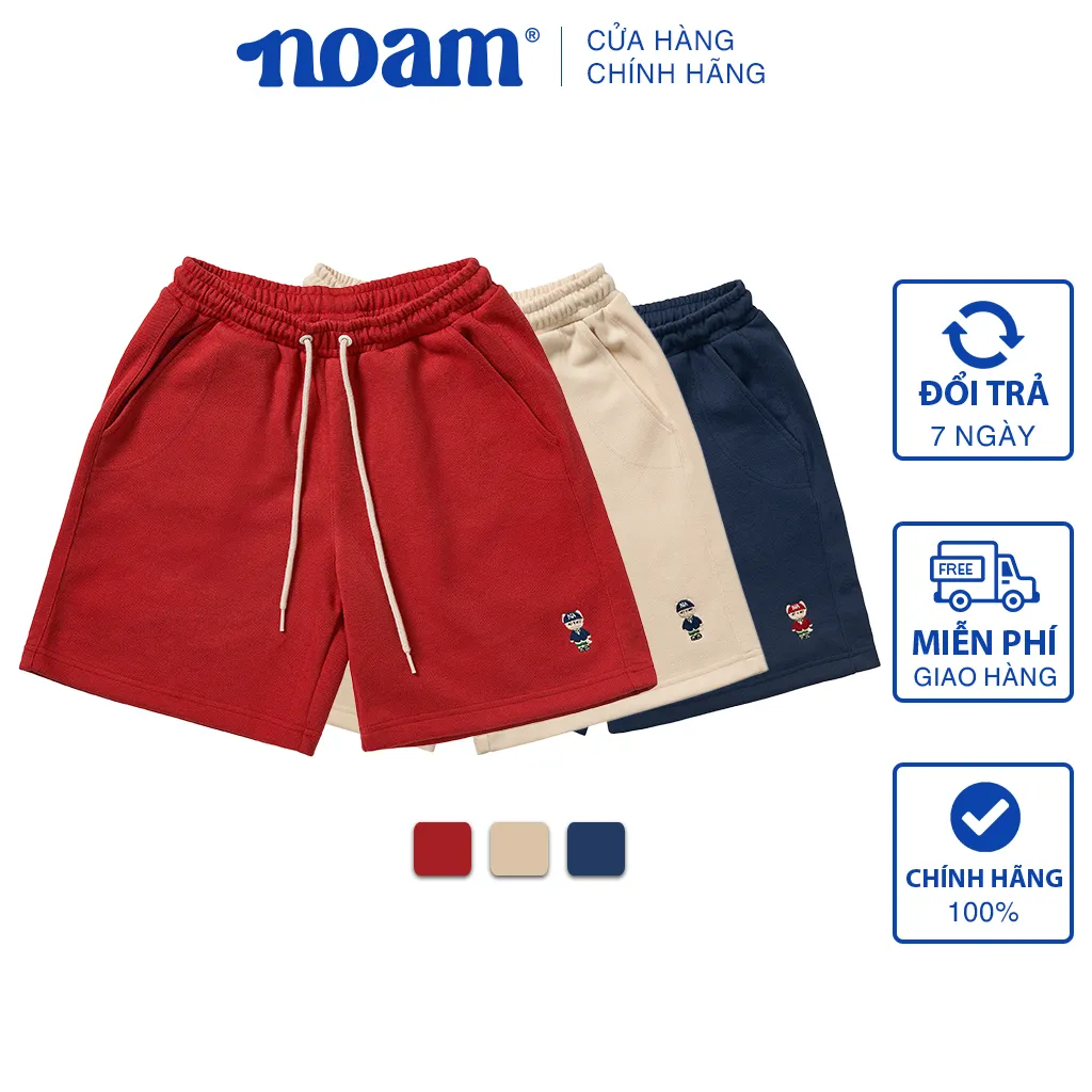 Ảnh Quần Short Unisex NOAM Original Fox Vải nỉ mềm mịn - Màu Be/ Đỏ/ Xanh navy 1