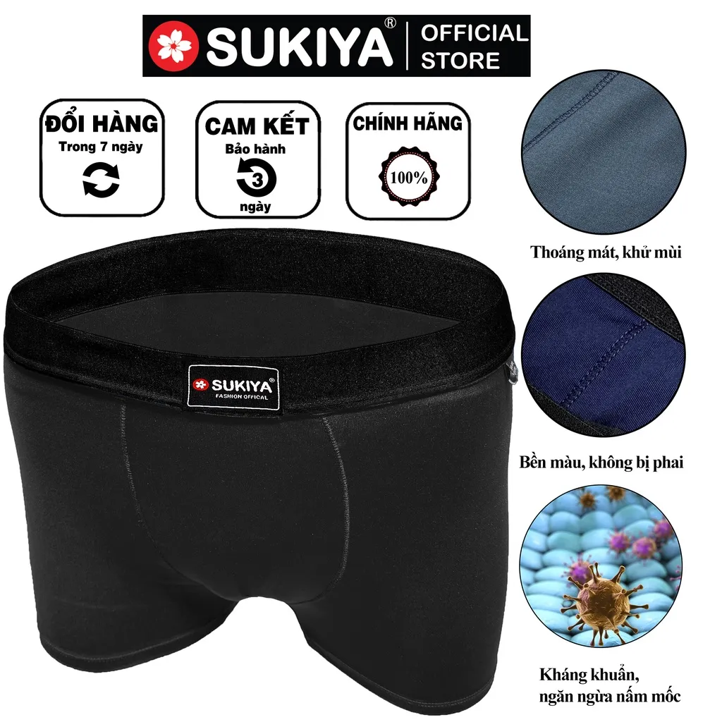 Ảnh Quần Sịp Đùi Boxer Nam Combo 3 màu SUKIYA chất mềm mịn cao cấp Hàng Hiệu QL01 2