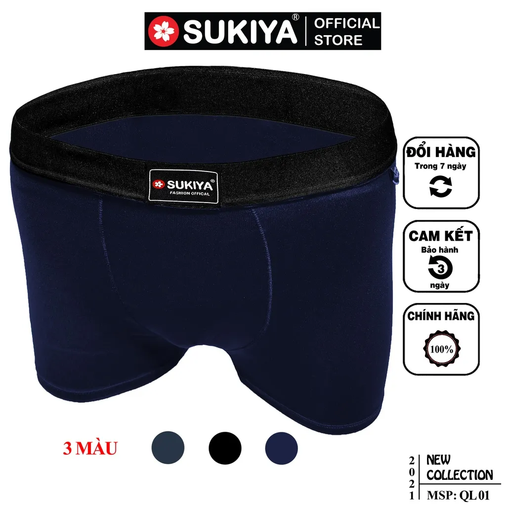 Ảnh Quần Sịp Đùi Boxer Nam Combo 3 màu SUKIYA chất mềm mịn cao cấp Hàng Hiệu QL01 4