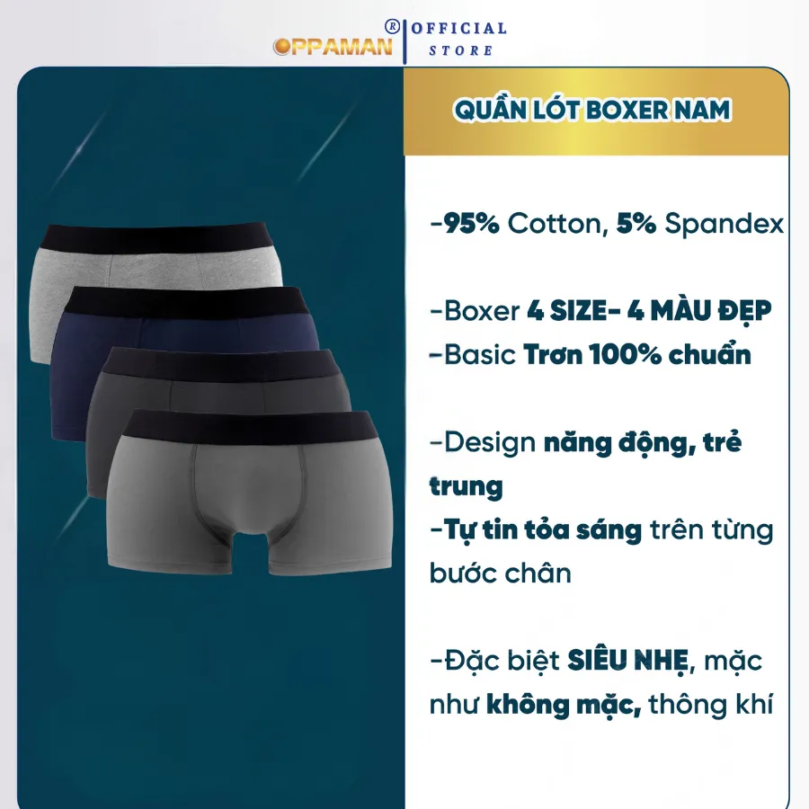 Ảnh Quần sịp đùi nam quần lót nam boxer quần lót boxer nam sịp đùi nam cao cấp Trunk Cotton OX2 OPPAMAN 1