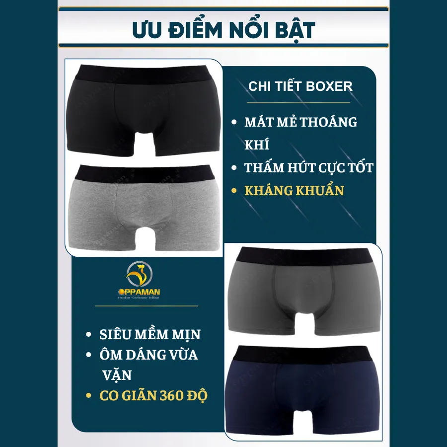 Ảnh Quần sịp đùi nam quần lót nam boxer quần lót boxer nam sịp đùi nam cao cấp Trunk Cotton OX2 OPPAMAN 2