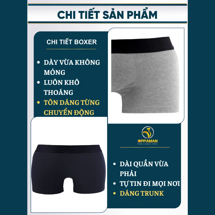 Ảnh Quần sịp đùi nam quần lót nam boxer quần lót boxer nam sịp đùi nam cao cấp Trunk Cotton OX2 OPPAMAN 4