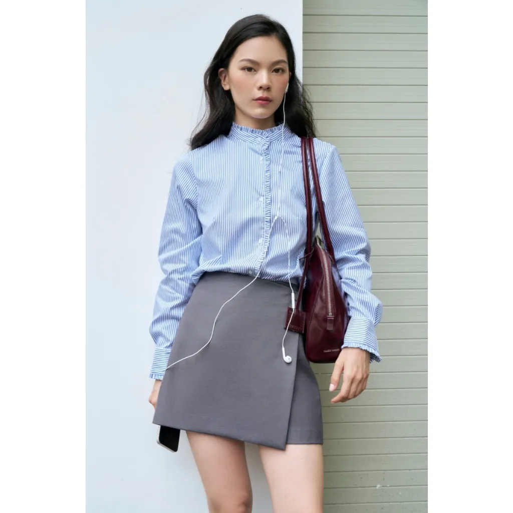 Ảnh Quần skort cạp cao MONO TALK vạt chồng, thân sau bổ cơi giả MFOT25Y-B40002FT 1