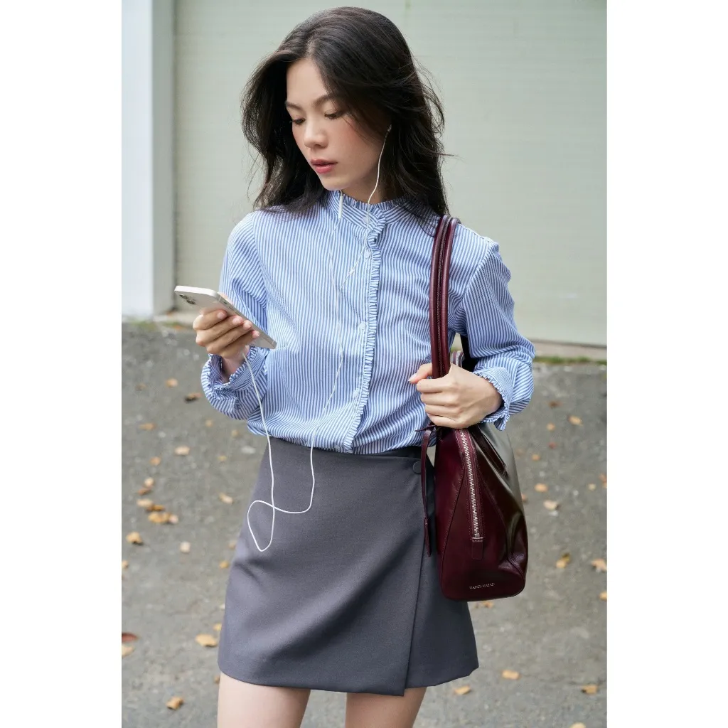 Ảnh Quần skort cạp cao MONO TALK vạt chồng, thân sau bổ cơi giả MFOT25Y-B40002FT 2