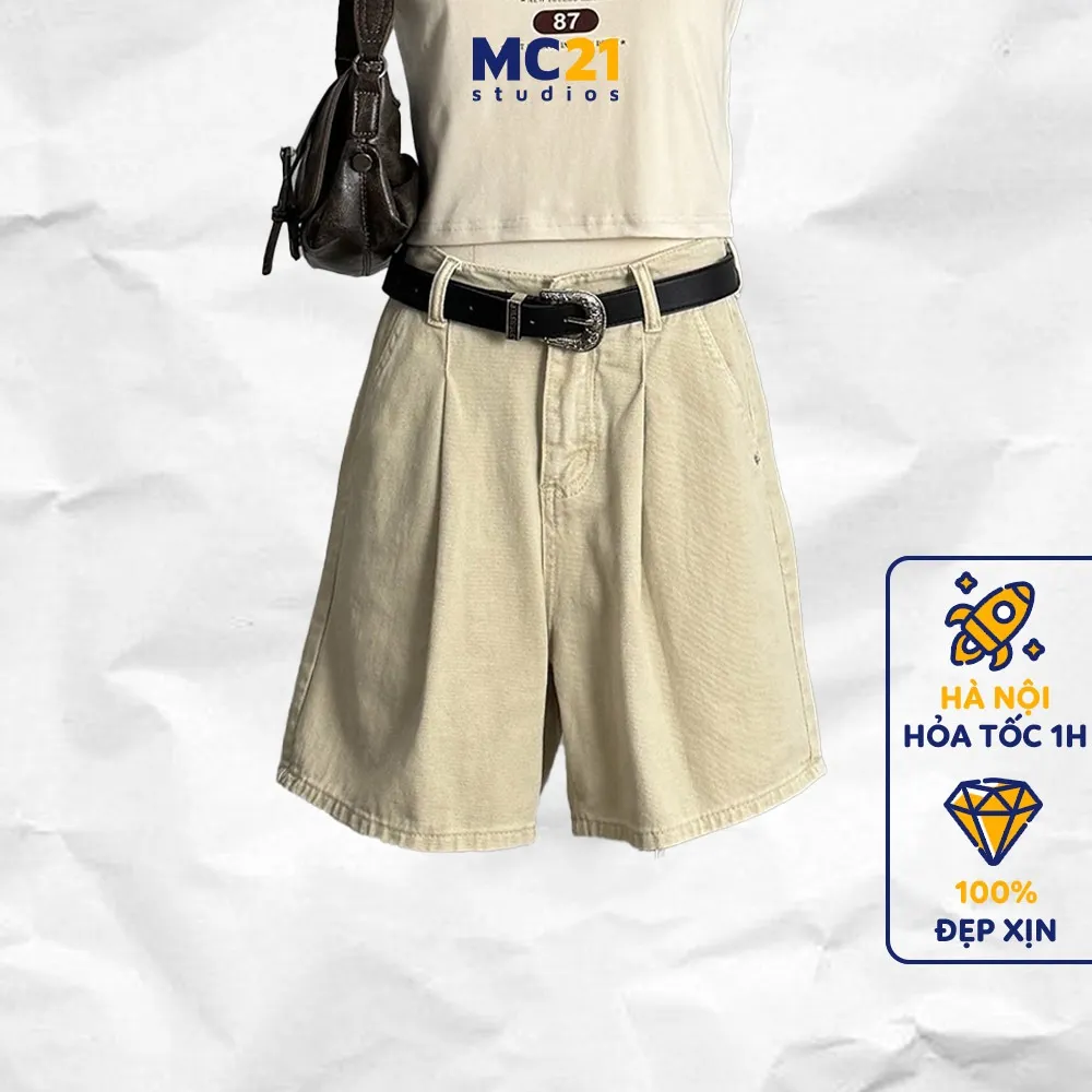 Ảnh Quần sooc jeans MC21.STUDIOS dáng lửng short Unisex Ulzzang Streetwear Hàn Quốc chất denim bò Q4116 1