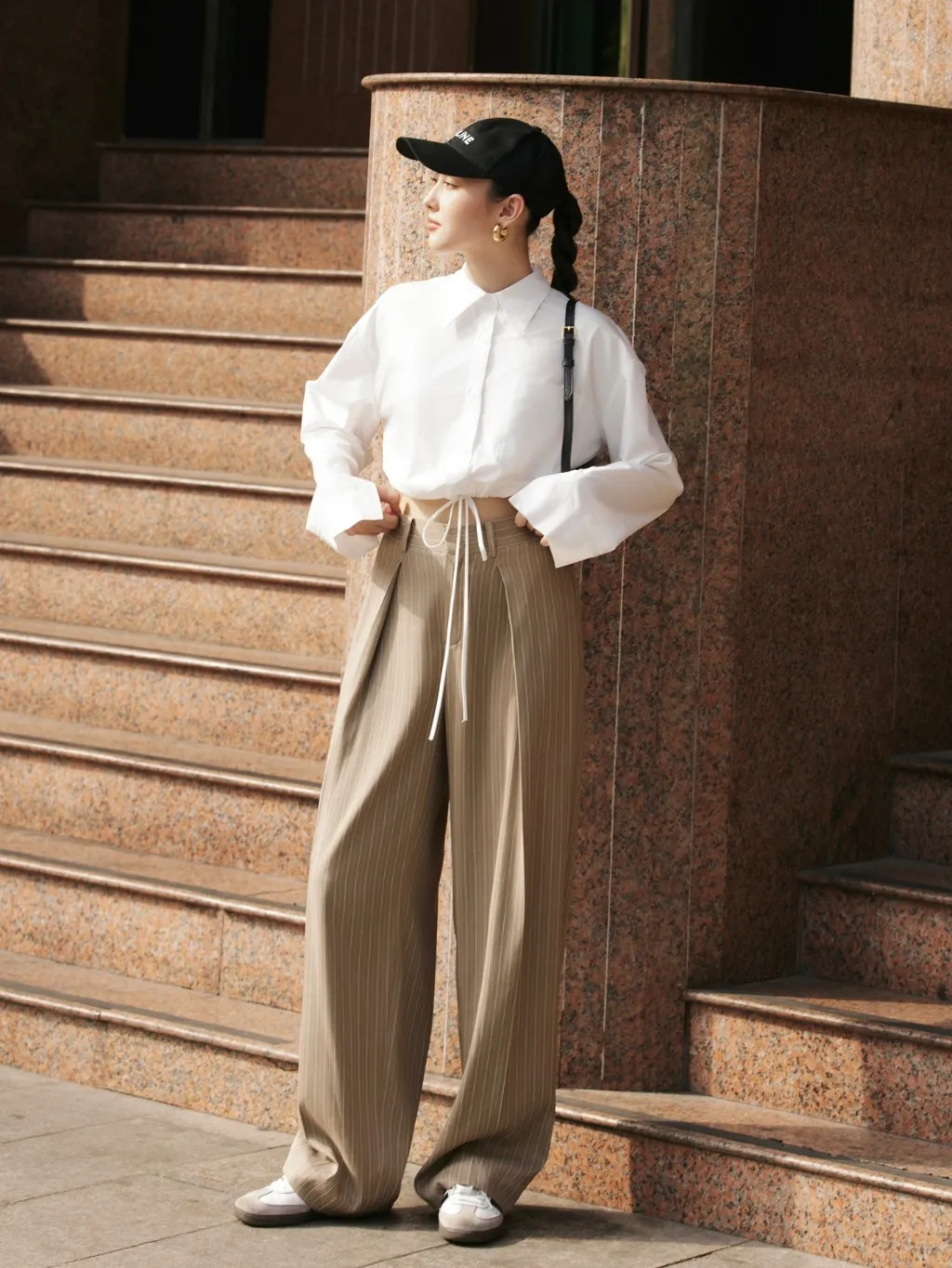 Ảnh Quần suông kẻ nâu có ly HUONG BOUTIQUE BSQ09 1