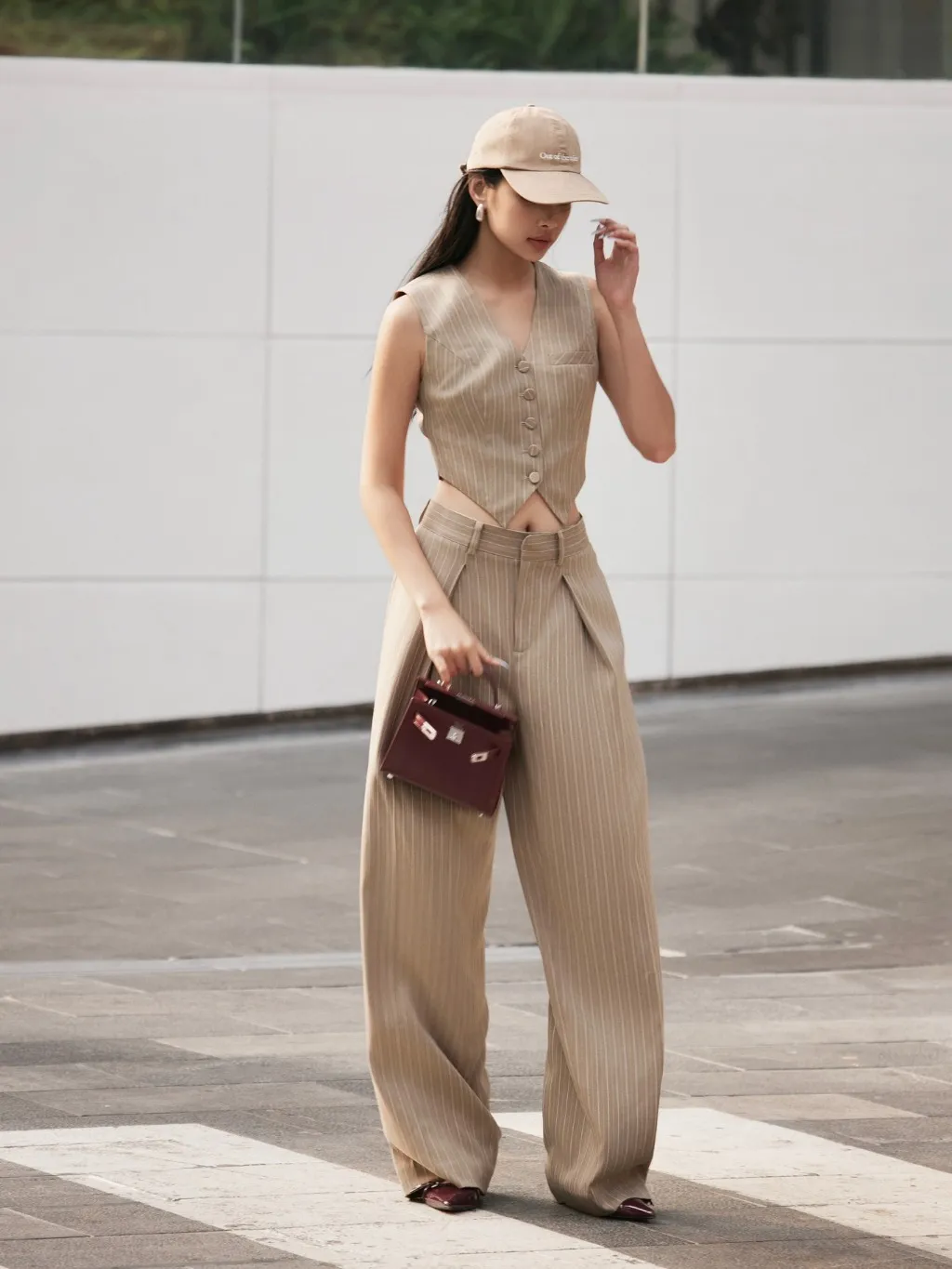 Ảnh Quần suông kẻ nâu có ly HUONG BOUTIQUE BSQ09 2