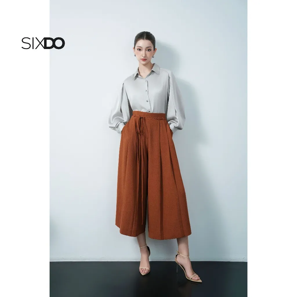 Ảnh Quần suông lửng ống rộng SIXDO (Ochre Woven Culottes) 1