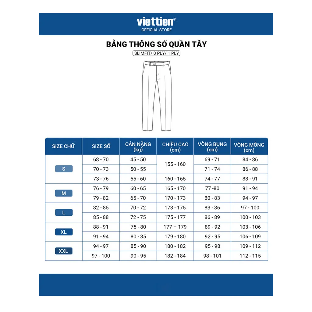 Ảnh Quần tây 0Ply Viettien Vải Poly Phom Slim fit VT00000251 4