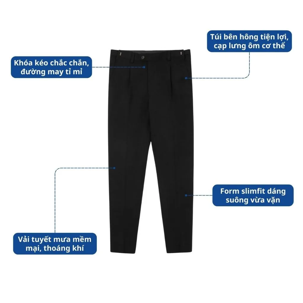 Ảnh Quần tây âu công sở AKUBA, nút gài điều chỉnh, chất vải chống nhăn, form slimfit | 01K0766 2