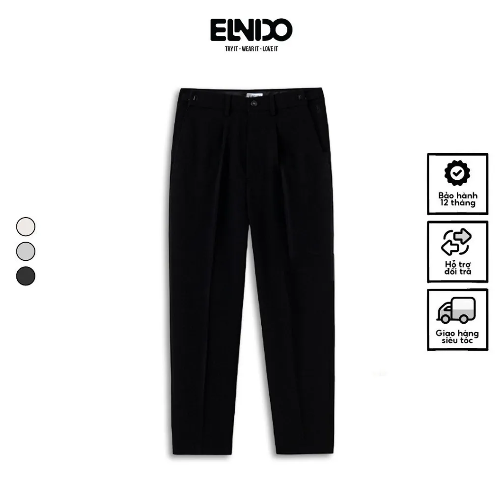 Ảnh Quần tây âu Sidetab ống rộng cạp điều chỉnh phong cách Hàn Quốc ELNIDO 3