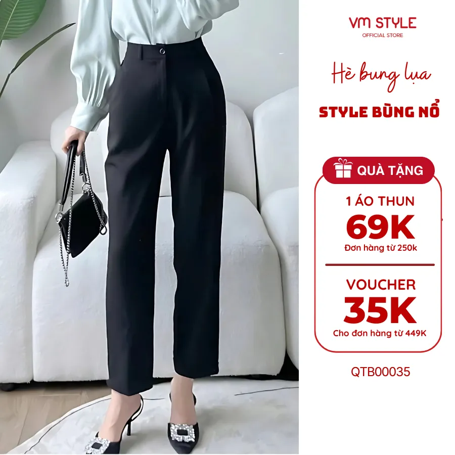 Ảnh Quần tây baggy lưng cao công sở VMSTYLE Quần âu baggy basic form suông đi làm QTB00035 1