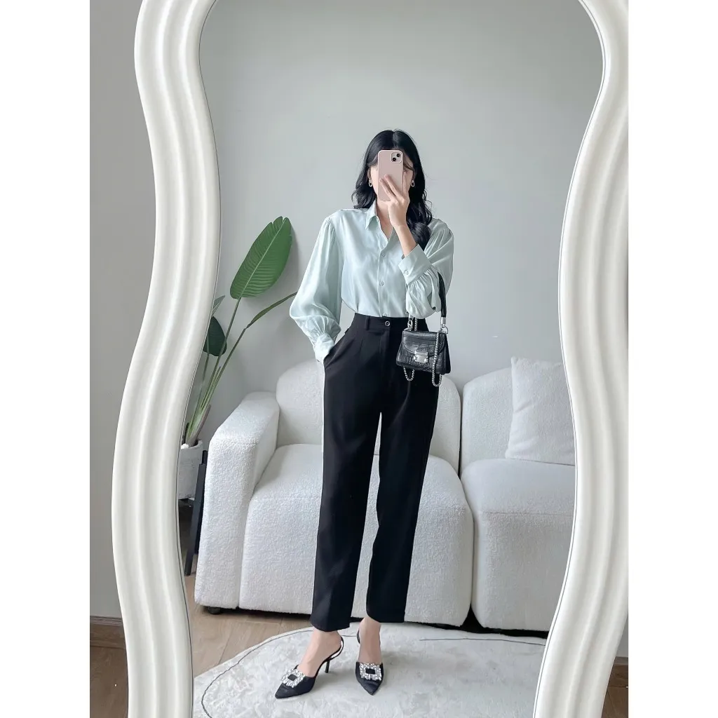 Ảnh Quần tây baggy lưng cao công sở VMSTYLE Quần âu baggy basic form suông đi làm QTB00035 4