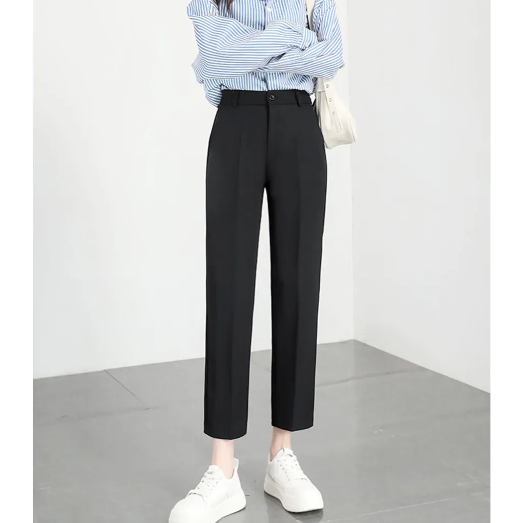 Ảnh Quần tây baggy nữ đen form dài đi làm, đi học THOCA HOUSE quần tây cho nữ trên 170cm dài 100cm 3