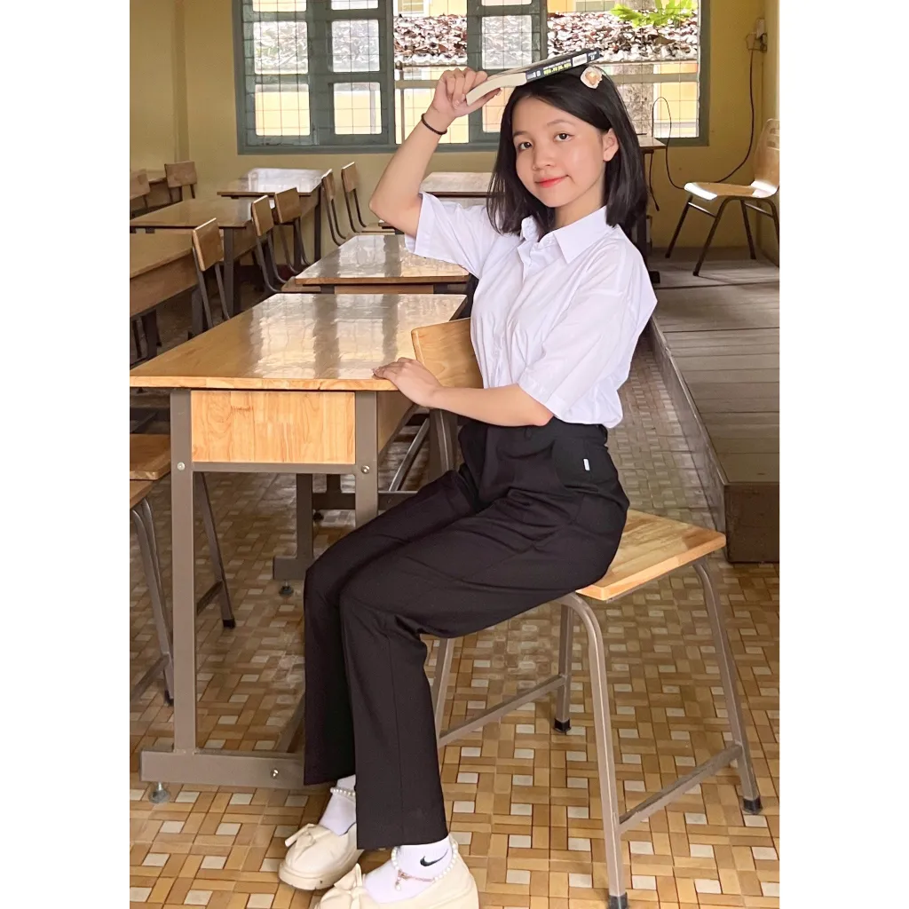 Ảnh Quần tây bé gái màu đen đi học cao cấp đồng phục học sinh nữ 4