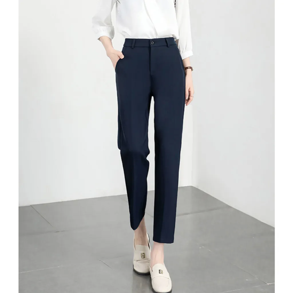 Ảnh Quần tây đi học xanh đen, đen THOCA HOUSE quần baggy công sở form suông dài 2