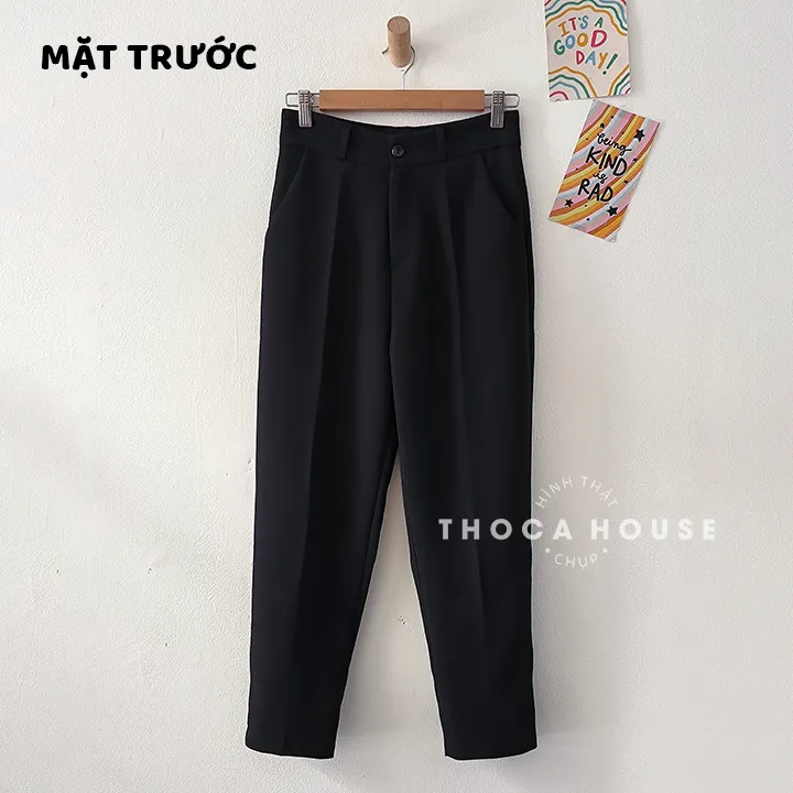 Ảnh Quần tây đi học xanh đen, đen THOCA HOUSE quần baggy công sở form suông dài 4