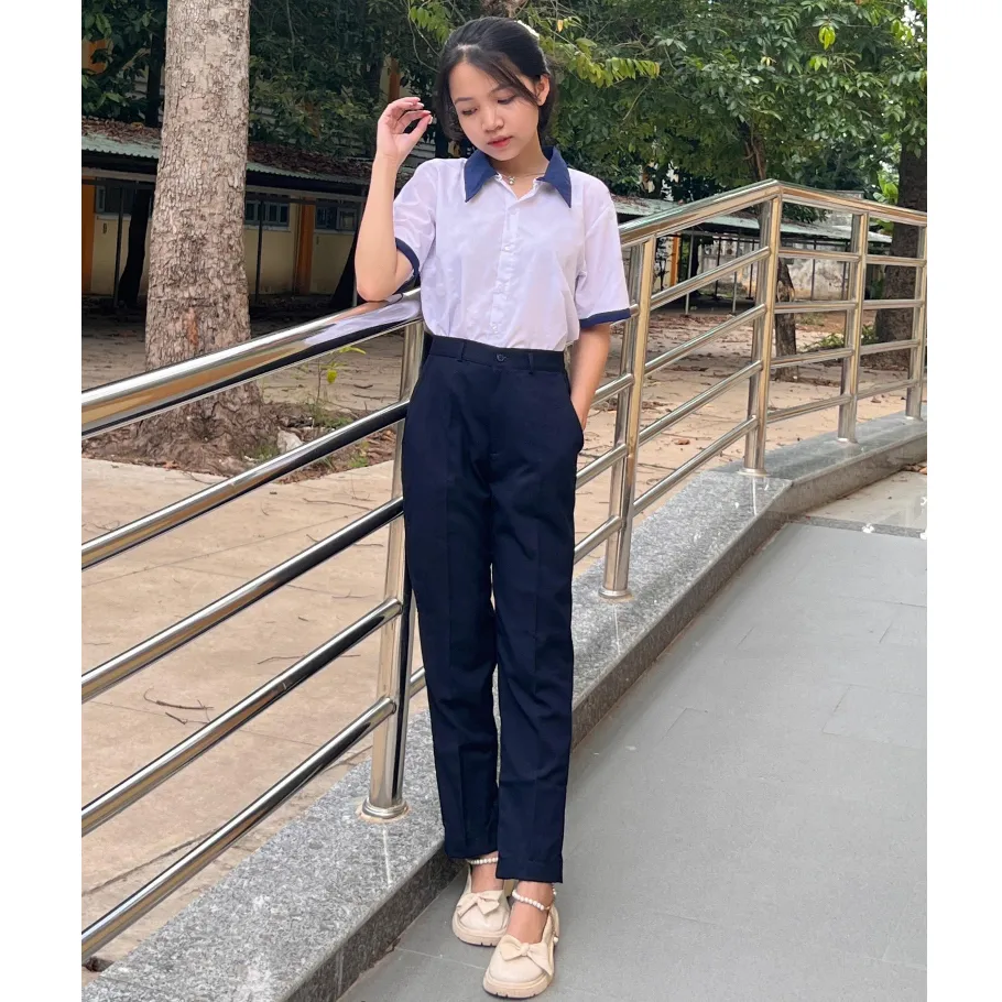 Ảnh Quần tây học sinh nữ màu xanh đen- màu đen ống xuông vừa thời trang Jadiny 2