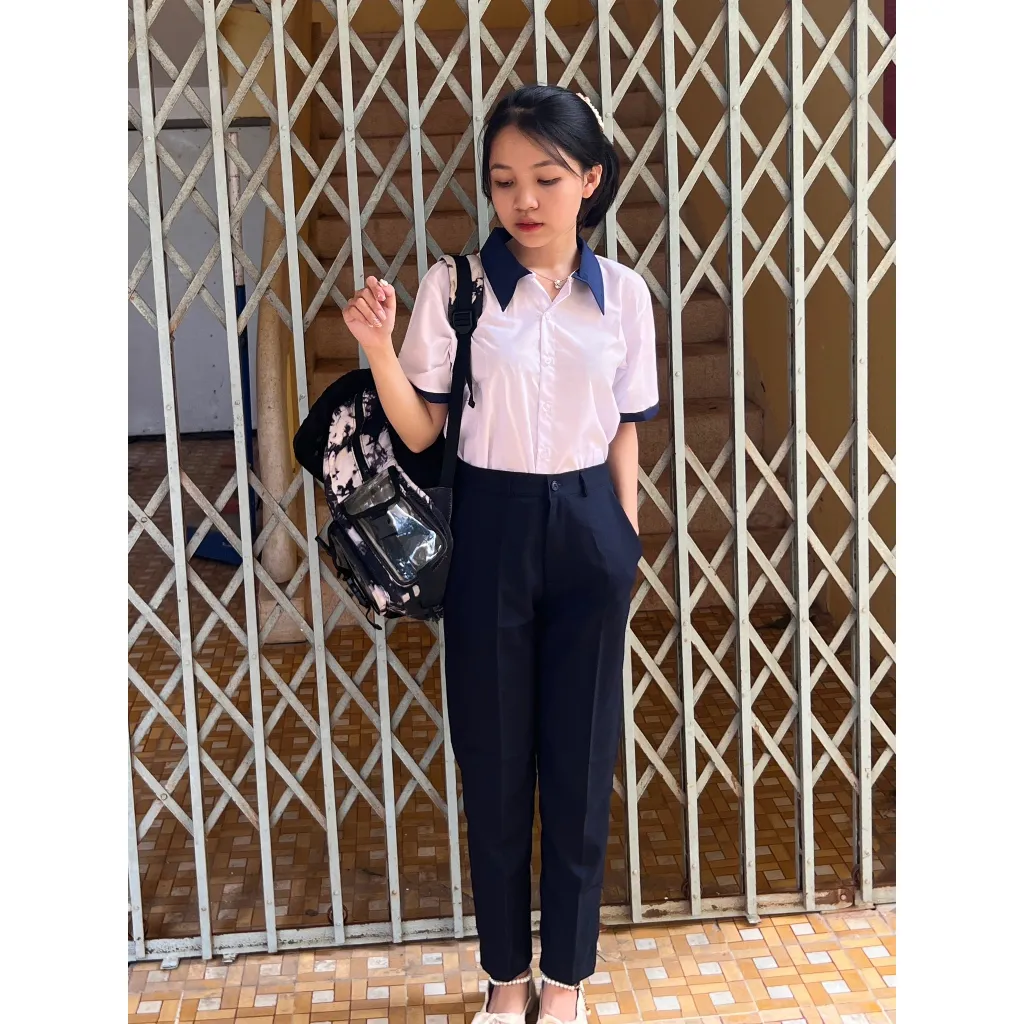 Ảnh Quần tây học sinh nữ màu xanh đen- màu đen ống xuông vừa thời trang Jadiny 3